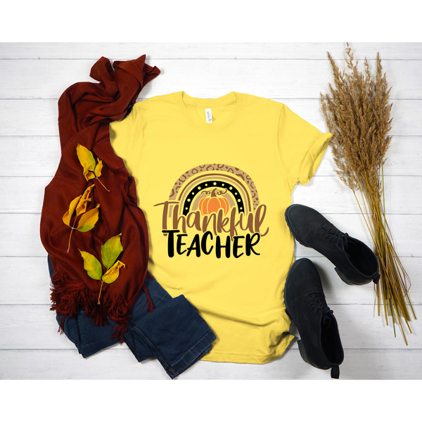 Thanksgiving Teacher Shirt,Thankful Rainbow Pumpkin Shirt,Thanksgiving Vacation Shirt,Family Thanksgiving Shirt,Thanksgiving Dinner Shirt - 2.jpg