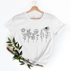 wild flowers shirt, wildflower tshirt, floral shirt, botanical shirt, flower shirt, nature lover shirt,ladies shirts, wo