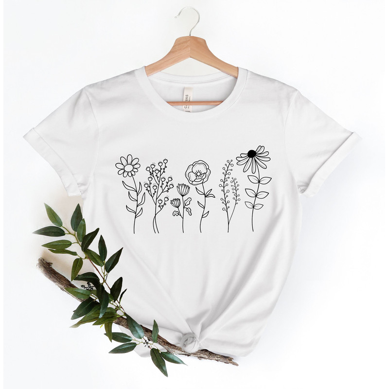 Wild Flowers Shirt, Wildflower Tshirt, Floral Shirt, Botanical Shirt, Flower Shirt, Nature Lover Shirt,Ladies Shirts, Womens Tees,Flover Tee - 1.jpg