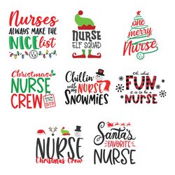 christmas nurse svg, bundle elf squad svg, holiday nurse svg, dxf, xmas holiday, one merry, rn lpn cna np, santa's svg