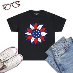 4th of july sunflower white red and blue patriotic t-shirt