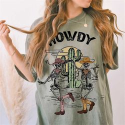 dancing skeletons t-shirt, color comfort howdy vintage shirt, skeleton tee, graphic tees, oversized print, dtg, boho, co