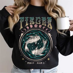 pisces zodiac sign crewneck sweatshirt, super soft horoscope vintage, hoodie, oversized print, virgo, gemini, aries astr