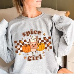 pumpkin spice and everything nice crewneck sweatshirt fall themed coffee lover fleece sweatshirt fall vibes gift for her