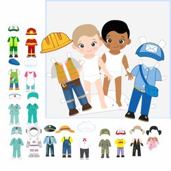 community helpers . occupation printable. paper dolls. coloring pages job. preschool printable. toddler activity.