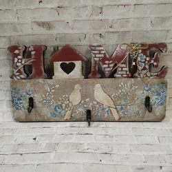 key organizer / key hanger /wall mounted wooden key holder / wall mounted key hooks /bird key organizer