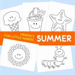 summer printable coloring pages for kids, toddlers, preschoolers, coloring book coloring page preschool kindergarten.