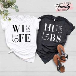 wife hubs shirt, honeymoon gifts, newly wed shirts, married couple shirt, just married shirt, wifey and hubby, couple ma