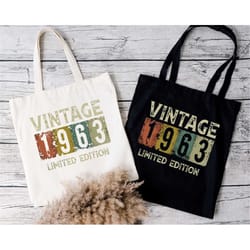 60th birthday tote bag, 1963 vintage tote bag, 60th birthday gifts for women, 60th birthday bag, tote bag for grandma, c