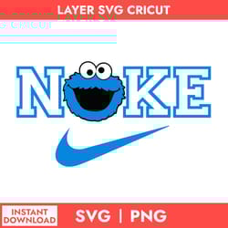 cookie monster nike svg, nike logo svg, nike sesame street svg, png digital file