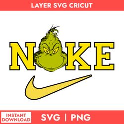 nike x the grinch svg, nike logo svg, grinch face svg, png digital file