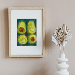avocado fruit art print  tasty green digital food interior painting