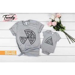 family pizza shirts, pizza and slice shirt, matching family gifts, dad and son matching shirts, dad and baby gift, pizza