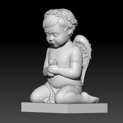 3D STL Model for CNC and 3d Print file Figurine Tombstone Angel with a flower