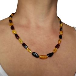 Adult Amber Beads necklace Real amber jewelry women gemstone beaded necklace holiday gift for mother aunt  jewelry