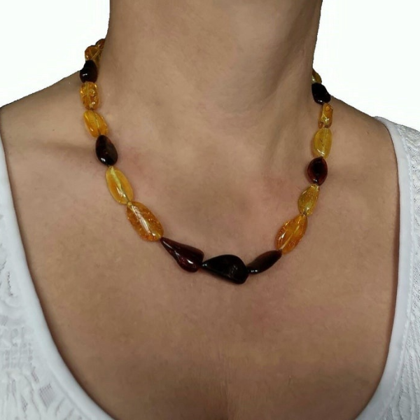 Adult Amber Necklace Natural amber jewelry Healing stone beads necklace women Honey Yellow Dark Authentic Baltic Amber.jpg