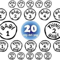 dr seuss svg svg, thing baby 1 and 10 svg, dr seuss for cricut