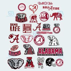 alabama crimson tide logo bundle svg, sport svg, alabama crimson tide, alabama s