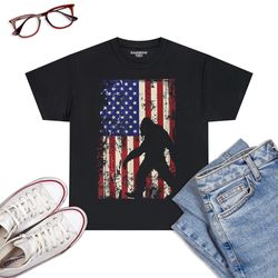 bigfoot american flag 4th of july patriotic t-shirt