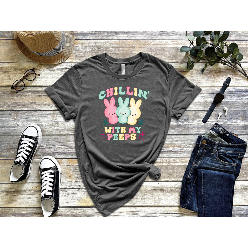 Chillin With My Peeps T-shirt, Happy Easter shirt, Bunny shirt, Easter Shirt, Peeps Shirt, Easter shirt for family, Funny Easter Shirt, - 1.jpg