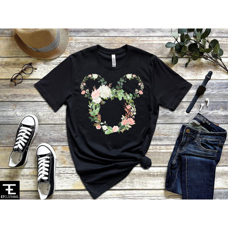 Disney Floral Shirt, Disney Ears Shirt, Disney Shirt, Minnie T-Shirt, Floral Shirt, Disney Leopard Design Shirt, Floral Disney Shirt - 1.jpg