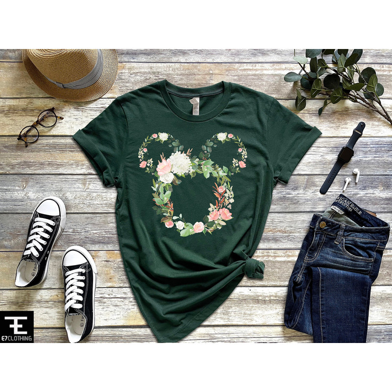 Disney Floral Shirt, Disney Ears Shirt, Disney Shirt, Minnie T-Shirt, Floral Shirt, Disney Leopard Design Shirt, Floral Disney Shirt - 3.jpg