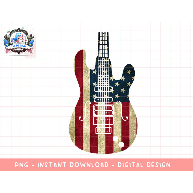 vintage Guitar America Flag Patriotic 4th Of July png, sublimation.jpg