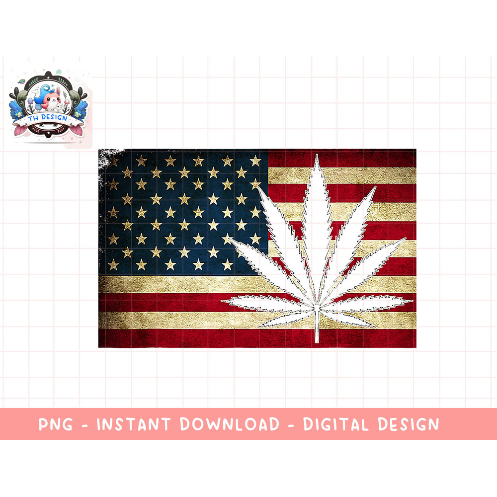 Vintage Marijuana Leaf American Flag Cannabis 4th of July png, sublimation.jpg