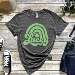 rainbow lucky shirt, st patricks day rainbow shirt, st. patrick's day shirt, four lea