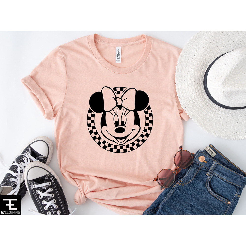 Retro Disney Shirts, Minnie Checkered Shirt, Disney Family Shirts, Minnie Mouse Tees, Vintage Disney Tee, Disneyland, Disneyworld Shirts - 1.jpg