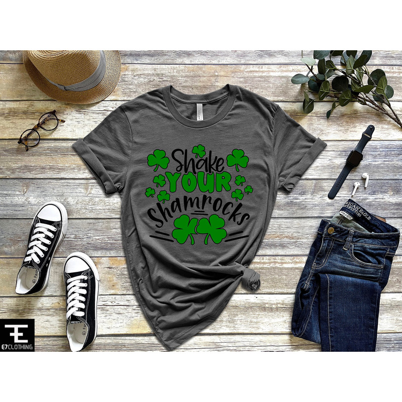 Shake Your Shamrocks Tee, St Patricks Flower Tee, Shamrocks St Patricks Shirt, Retro Patricks Day Apparel, Patricks Heart T-Shirt - 3.jpg