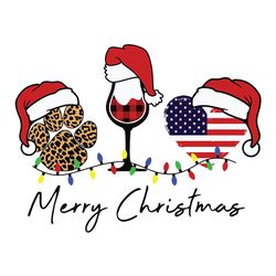 red plaid dog paw wine glass police flag merry christmas, christmas, christmas svg, christmas svg files