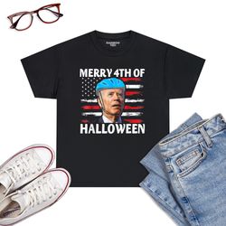 funny biden dazed merry 4th july happy halloween biden bike t-shirt