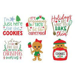 christmas baking clipart, christmas lettering, cookie and gingerbread digital art, instant download