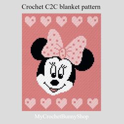 Crochet C2C Minnie Mouse graphgan blanket pattern PDF Download