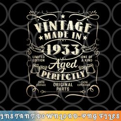 vintage 90th birthday decorations men funny 1933 90 birthday png, digital download copy