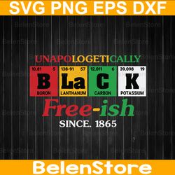 unapologetically black free-ish since 1865 svg, juneteenth 1865 svg, black periodic table svg, cricut, svg files