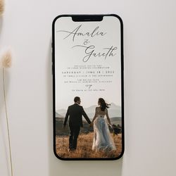 wedding electronic invitation, wedding invitation digital, photo wedding envite, iphone invitation, smartphone invite