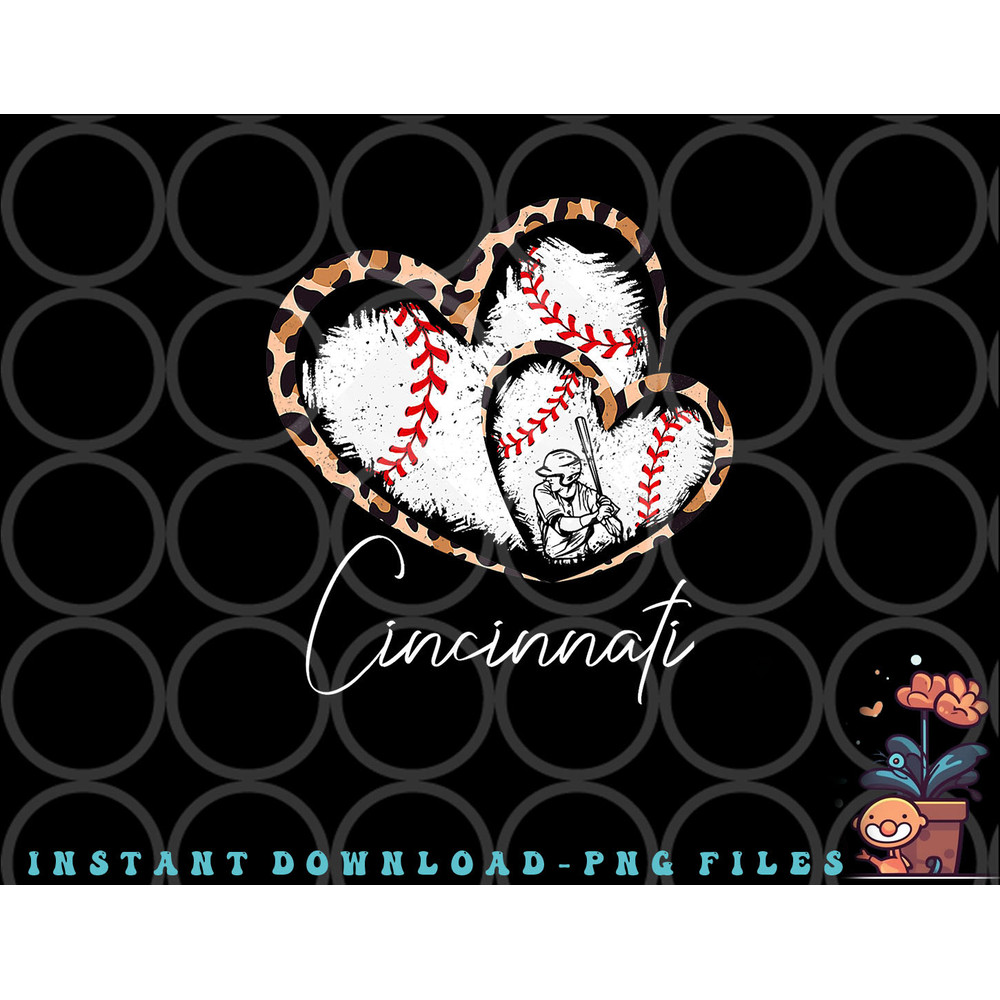 Vintage Cincinnati Baseball Leopard Heart Baseball Fans png, digital download copy.jpg