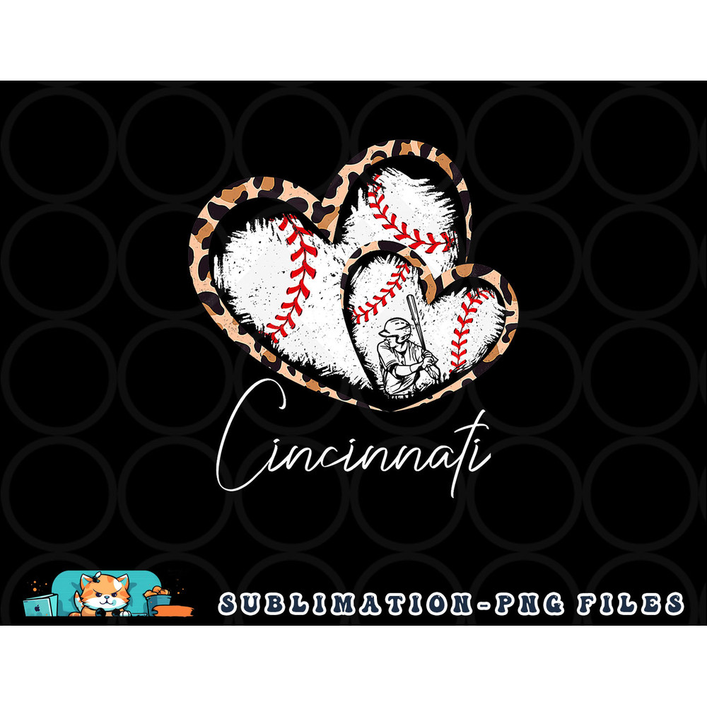Vintage Cincinnati Baseball Leopard Heart Baseball Fans png, digital download copy.jpg