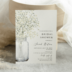 floral rustic bridal shower invitation instant download baby's breath bridal shower invite gypsophila shower invitation