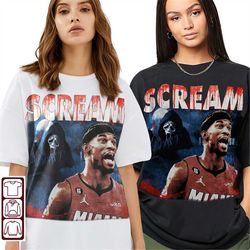 jimmy butler x ghostface x scream 90s vintage, jimmy butler bootleg shirt, ghostface tee, scream shirt, jimmy butler x g