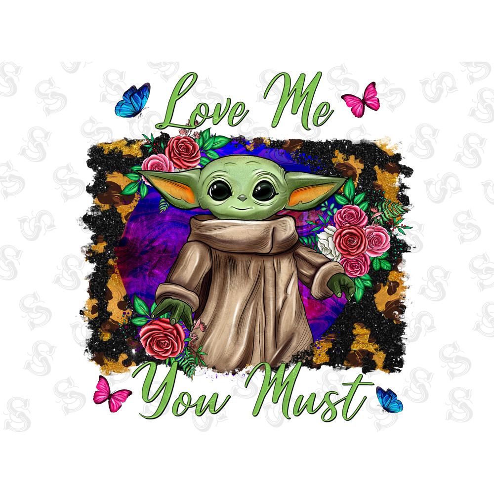 Baby Yoda Love Me You Must PNG Printable, Baby Yoda Png, Leopard Print, Vintage, Love Yoda Png, Halloween Yoda Png, Sublimation Printing - 1.jpg