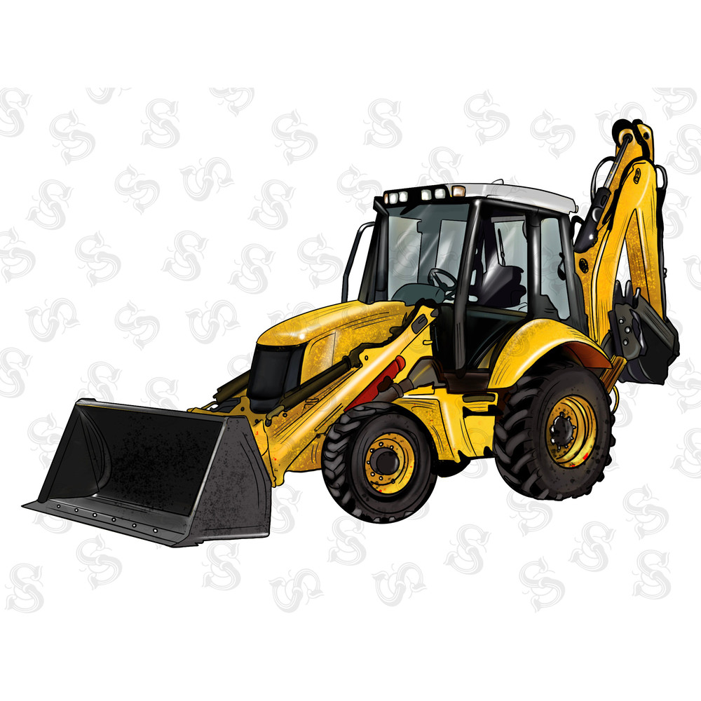 Backhoe Loader Truck Png Sublimation Design, Construction Vehicles Png, Construction Equipment, Bucket Loader Tractor Png, Digital Download - 1.jpg
