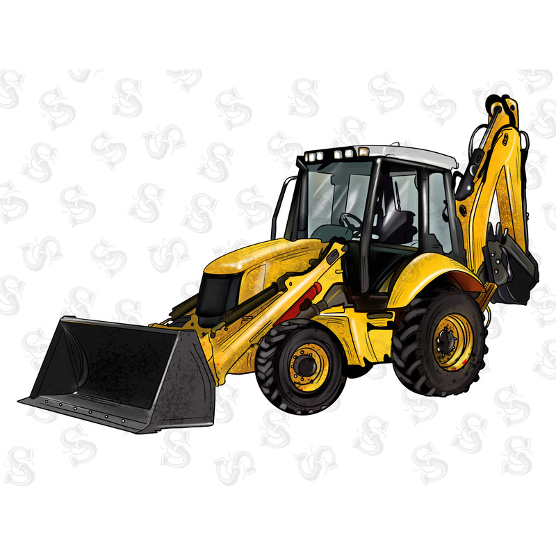 Backhoe Loader Truck Png Sublimation Design, Construction Vehicles Png, Construction Equipment, Bucket Loader Tractor Png, Digital Download - 1.jpg