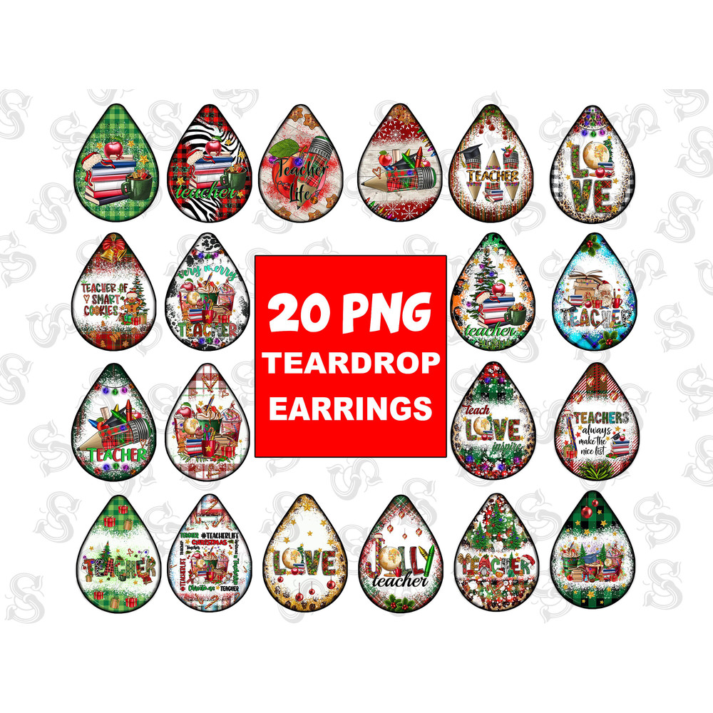 Christmas Teacher Teardrop Earring, Christmas Earring,Merry Christmas,Teacher Earring,Sublimation Png,Sublimation Designs Downloads,Download - 1.jpg