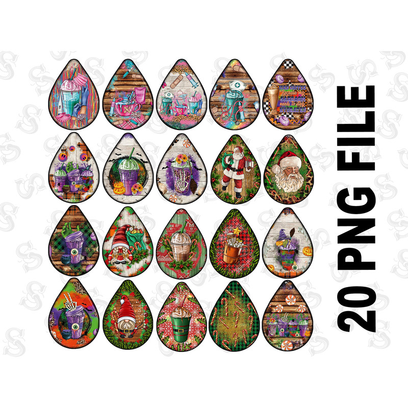 Christmas Teardrop Earring, Christmas Earring, Merry Christmas,Western Design,Sublimation Png,Sublimation Designs Downloads,Digital Download - 1.jpg