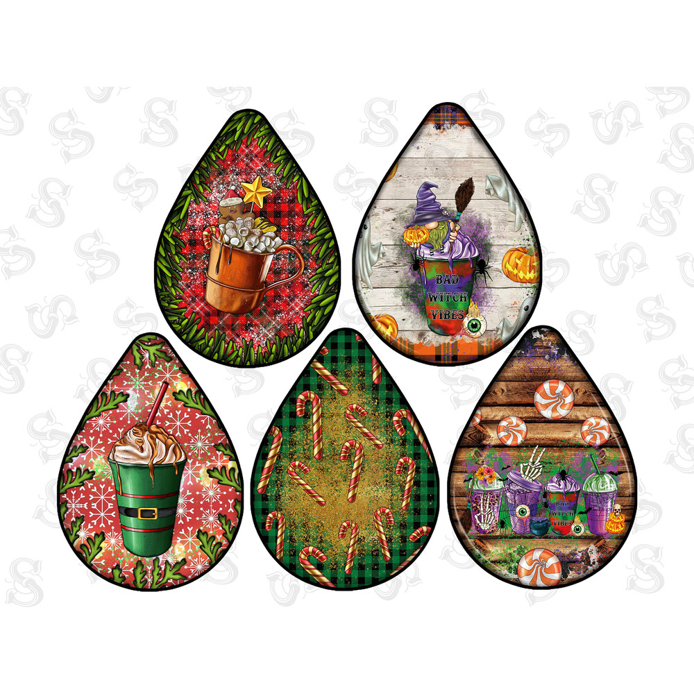 Christmas Teardrop Earring, Christmas Earring, Merry Christmas,Western Design,Sublimation Png,Sublimation Designs Downloads,Digital Download - 5.jpg