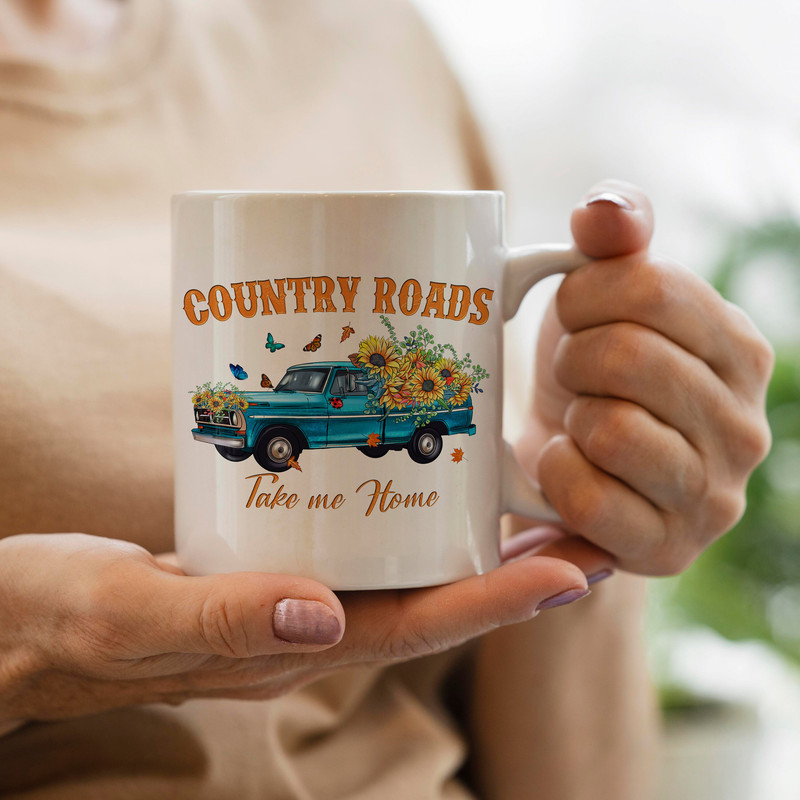 Country Roads Take Me Home Png File, Western Png, Country, Cowhide, Sunflower, Truck Png, Digital Download, Western Truck Sublimation Design - 3.jpg