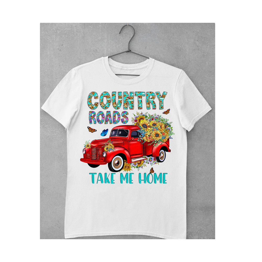 Country Roads Take Me Home Png File, Western Png, Country, Red Truck, Sunflower,Truck Png,Digital Download, Western Truck Sublimation Design - 2.jpg